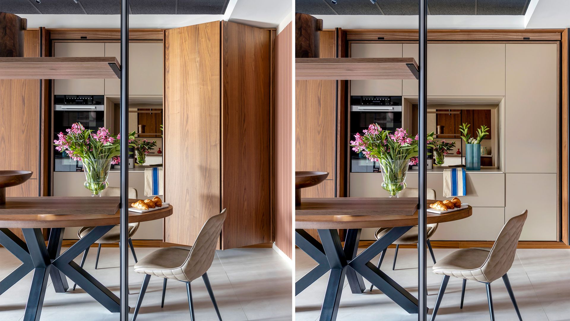 Cocina invisible tras puertas escamoteables