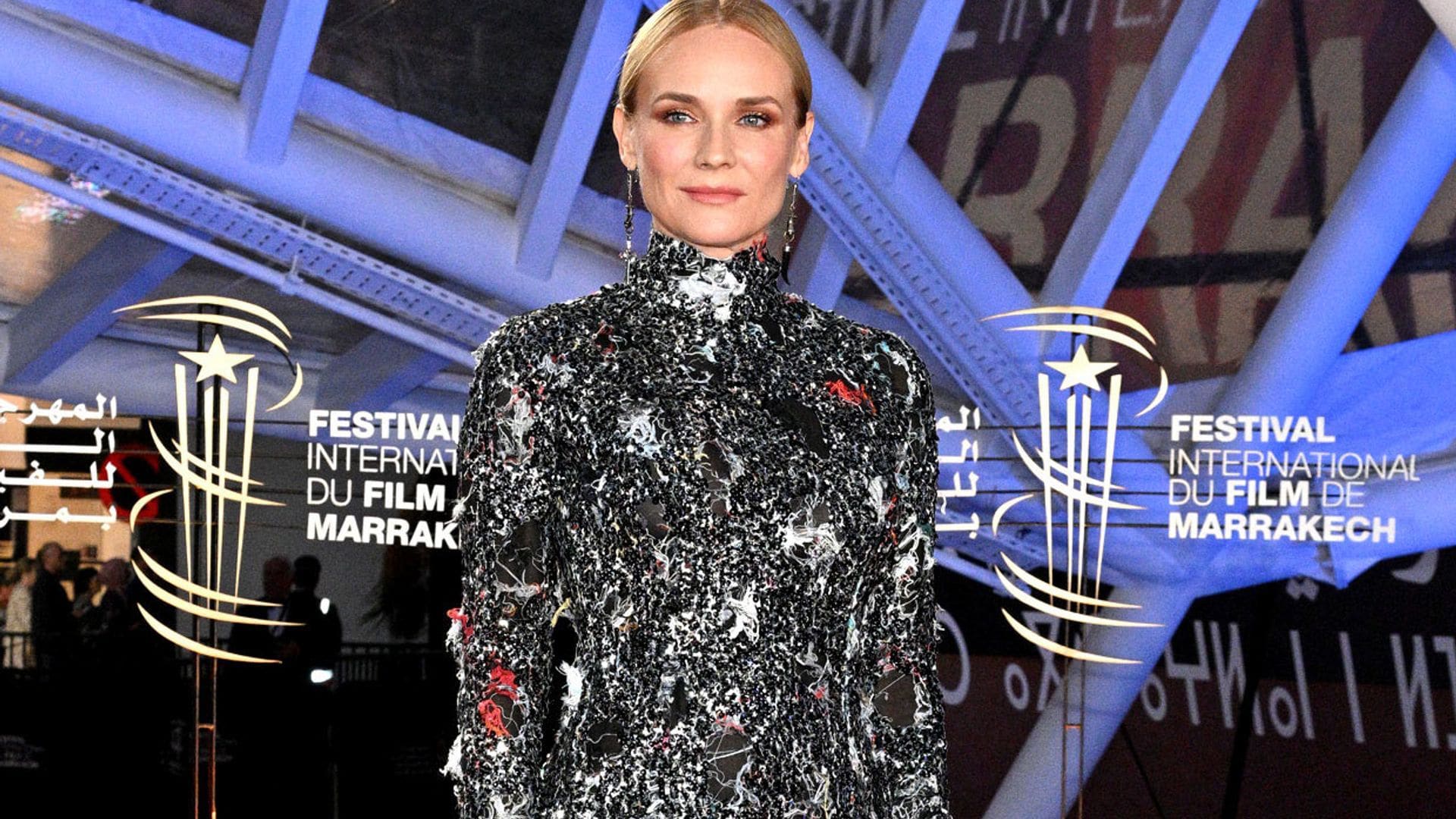 Diane Kruger, puro vanguardismo con su diseño 'roto' y con sorpresa en Marrakech