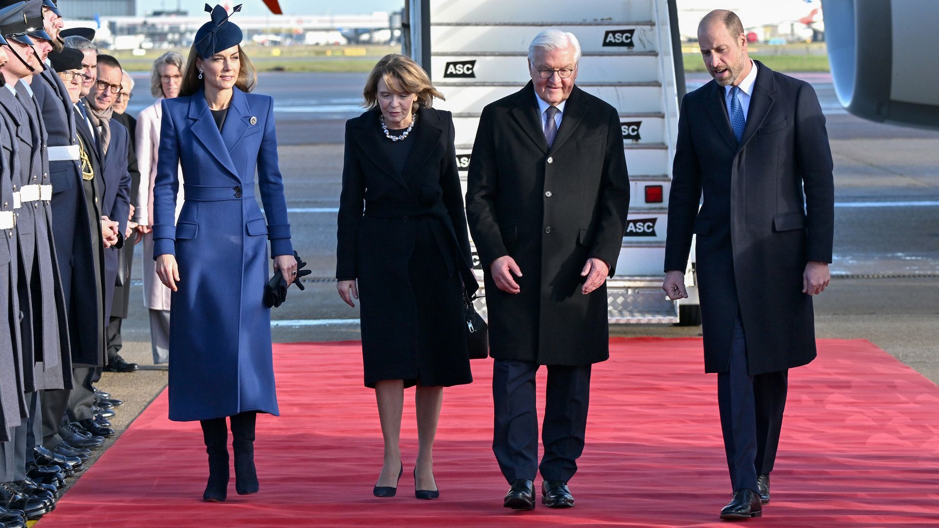 El príncipe Guillermo y Kate Middleton reciben al presidente alemán, Frank-Walter Steinmeier, y a su mujer en Londres, el 3 de diciembre de 2025