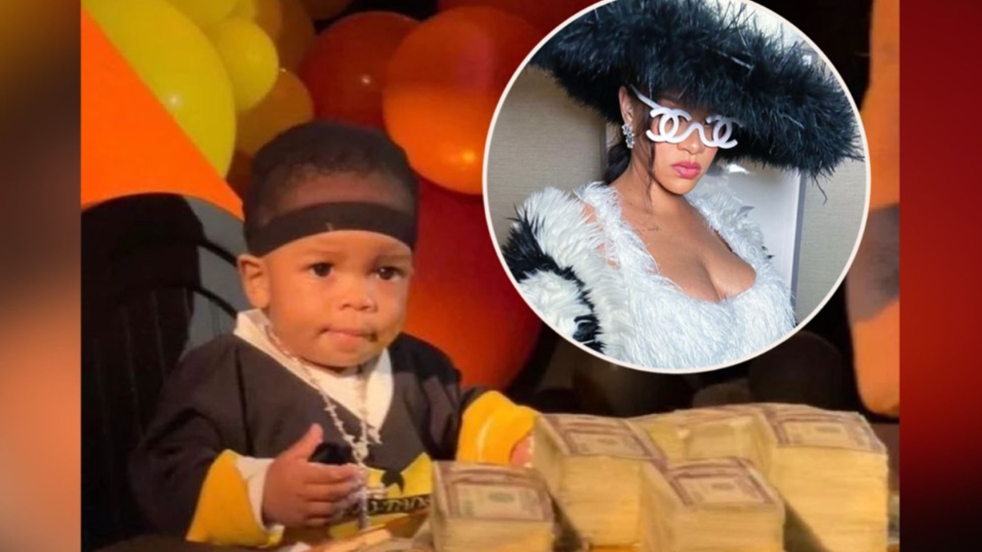 La comentada tarta hecha con billetes de 100 dólares con la que Rihanna ha celebrado el primer cumpleaños de su hijo