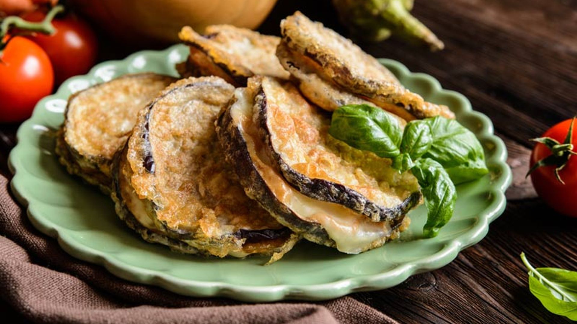 Milhojas de mozzarella y berenjena