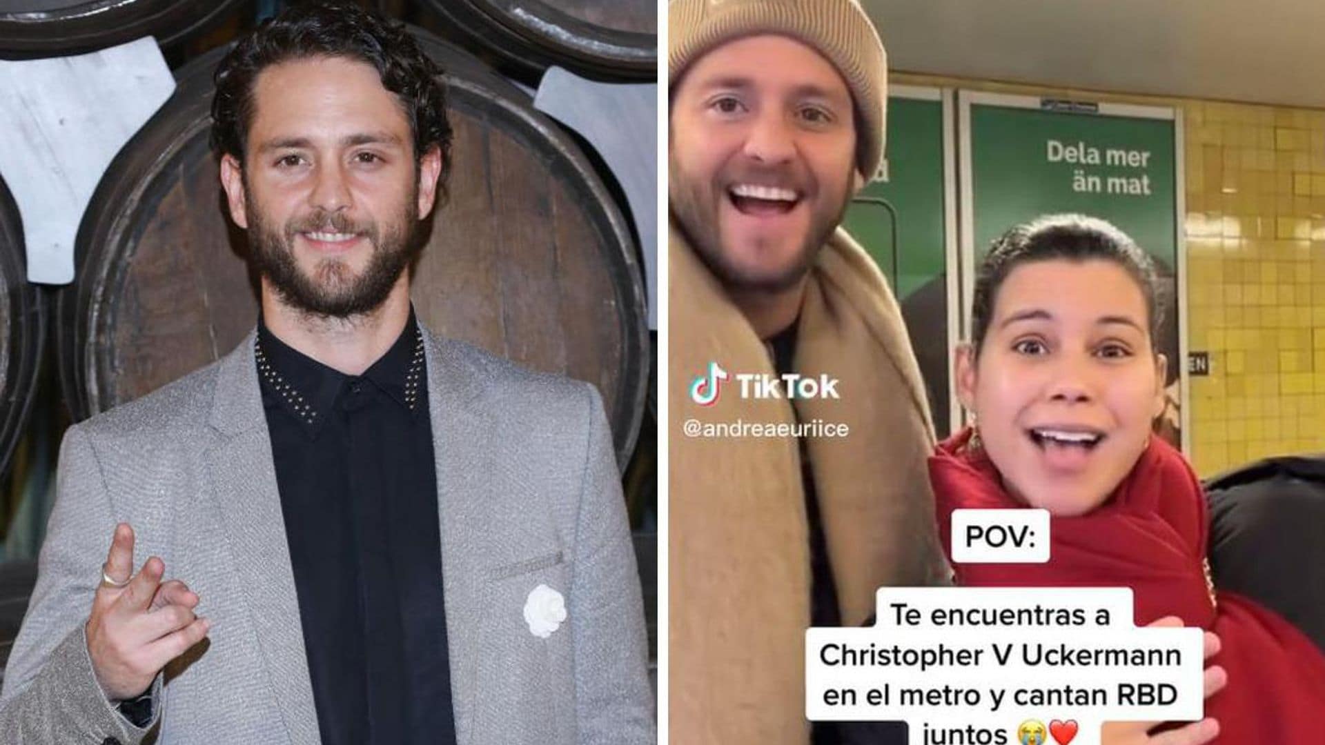 Christopher Uckermann canta con una fan en el metro de Suecia