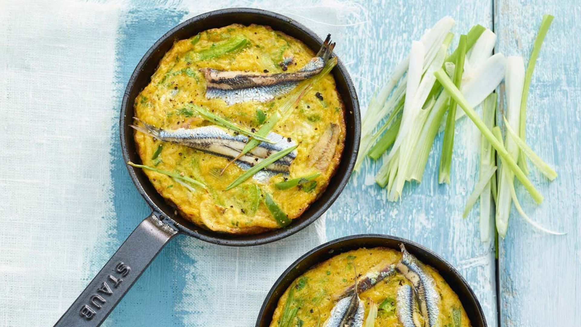 'Frittata' de sardinas frescas y puerro