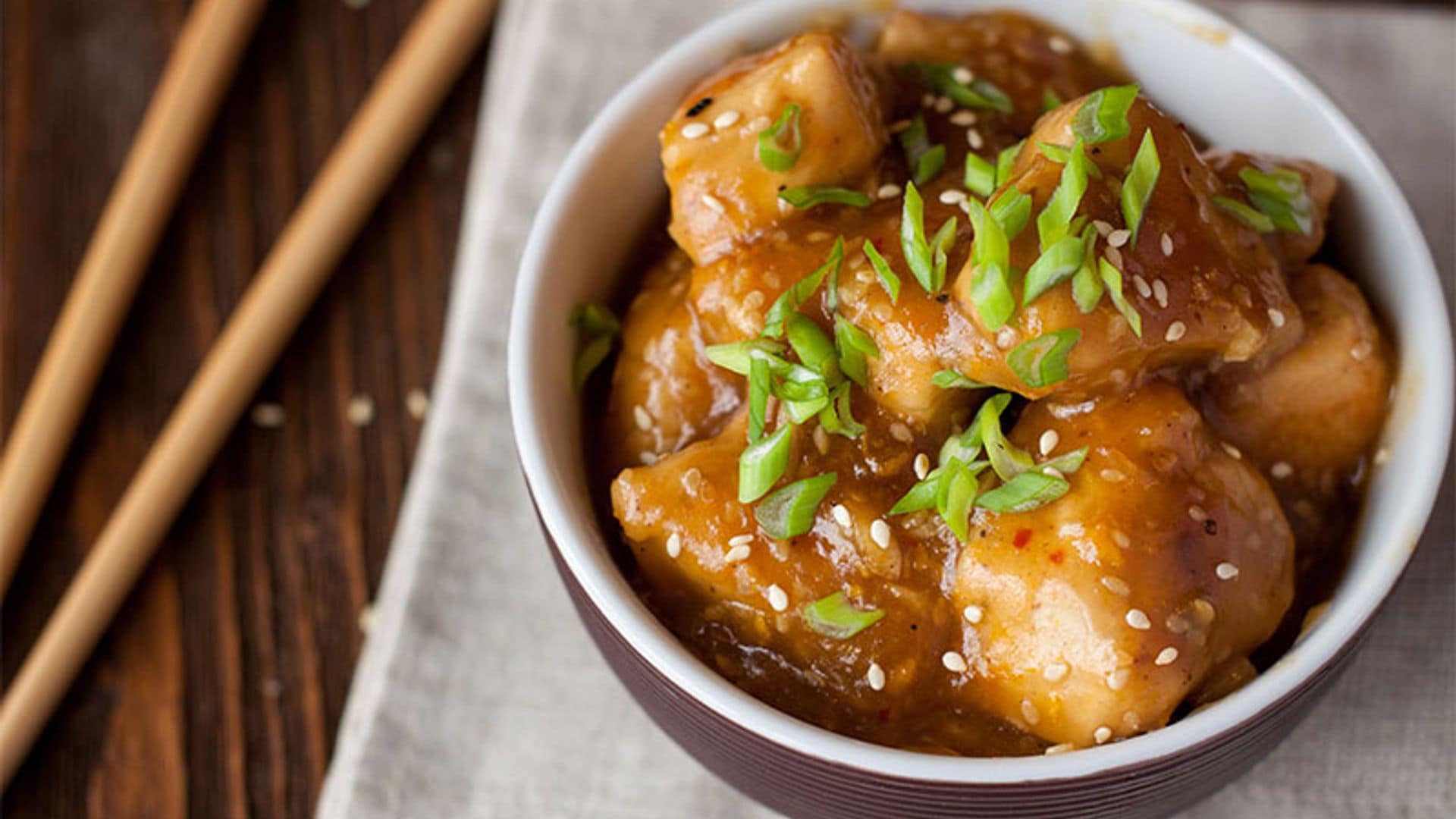 Pollo en salsa de naranja y jengibre