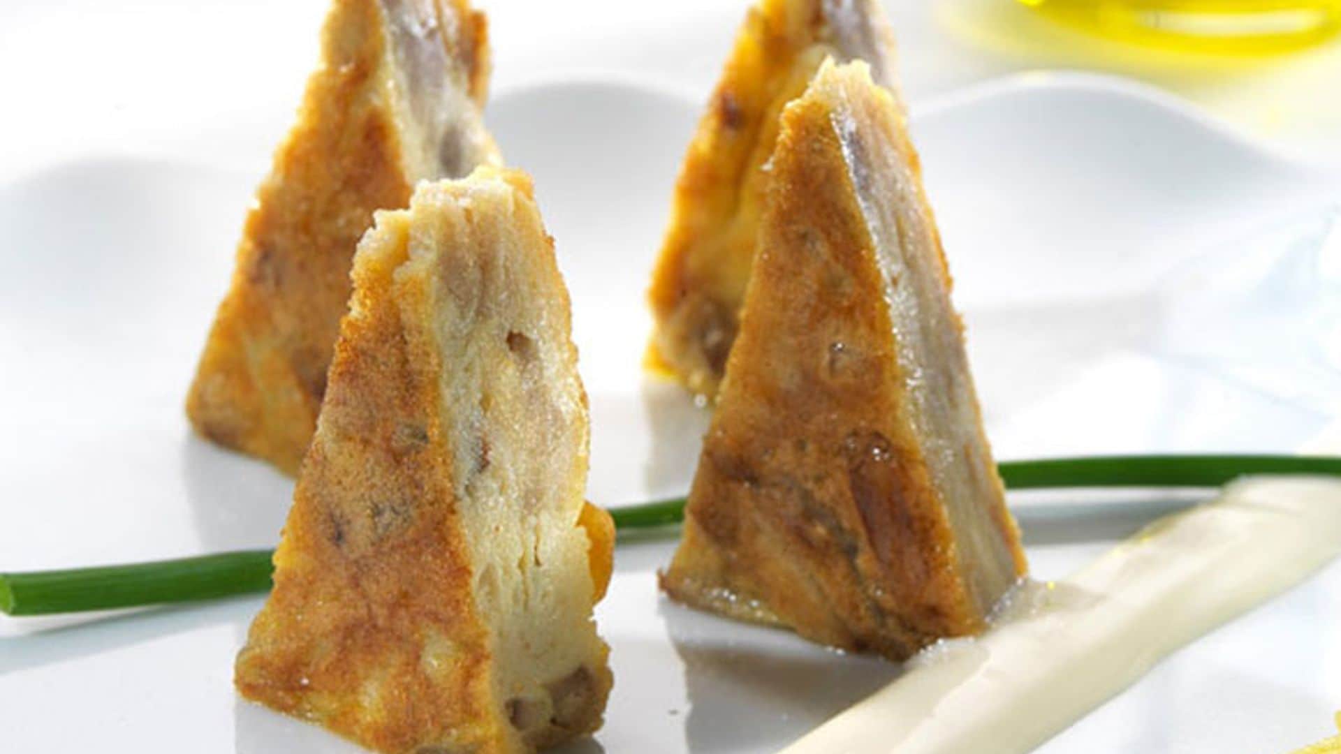 Tortilla crujiente de patata y cebolla