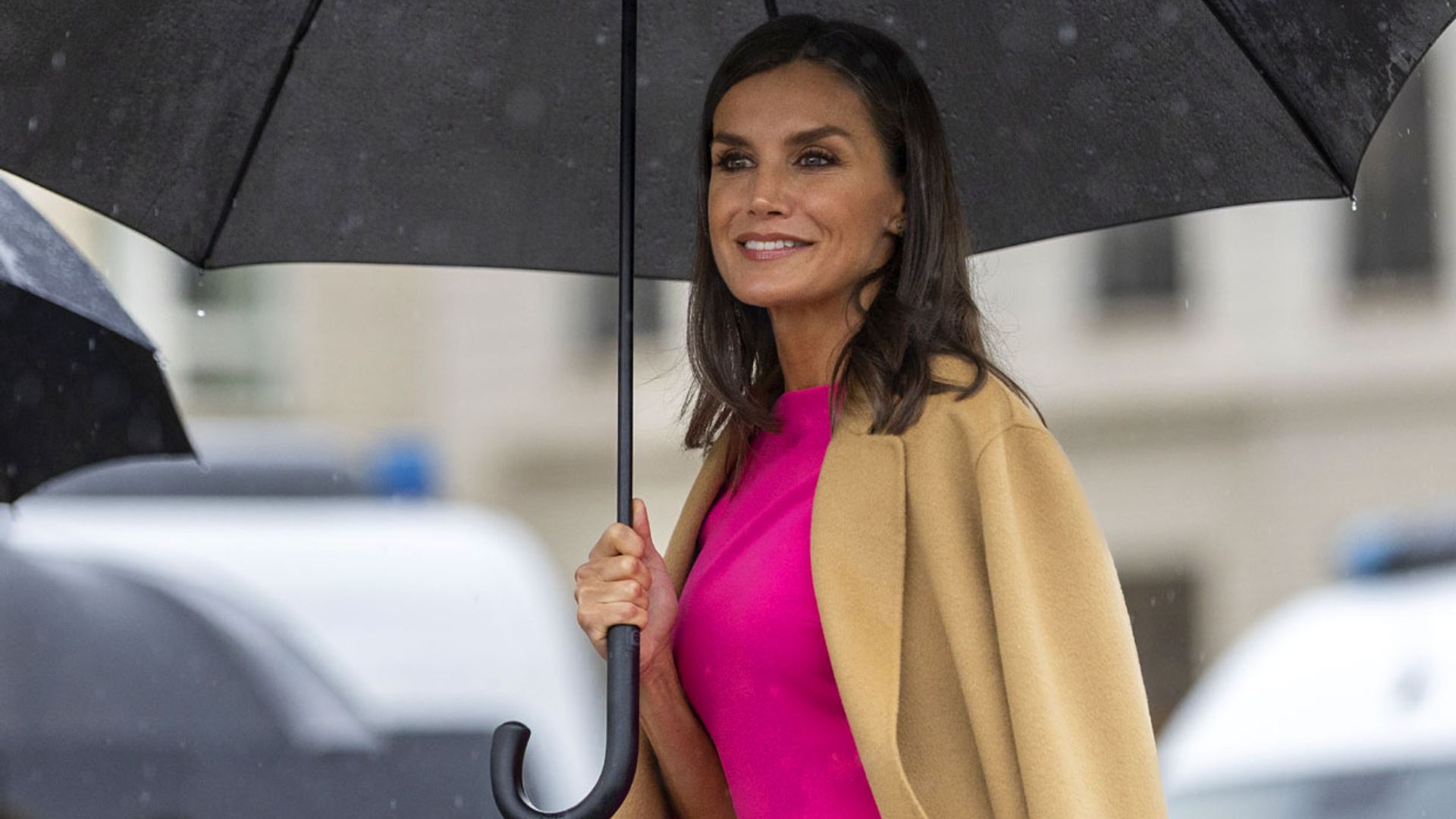 La Reina transforma su vestido español en color fucsia con el bolso floral que no esperabas