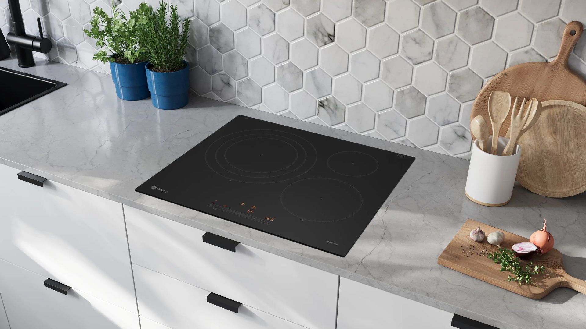 Encimera de cocina con placa de inducción negro mate de Balay