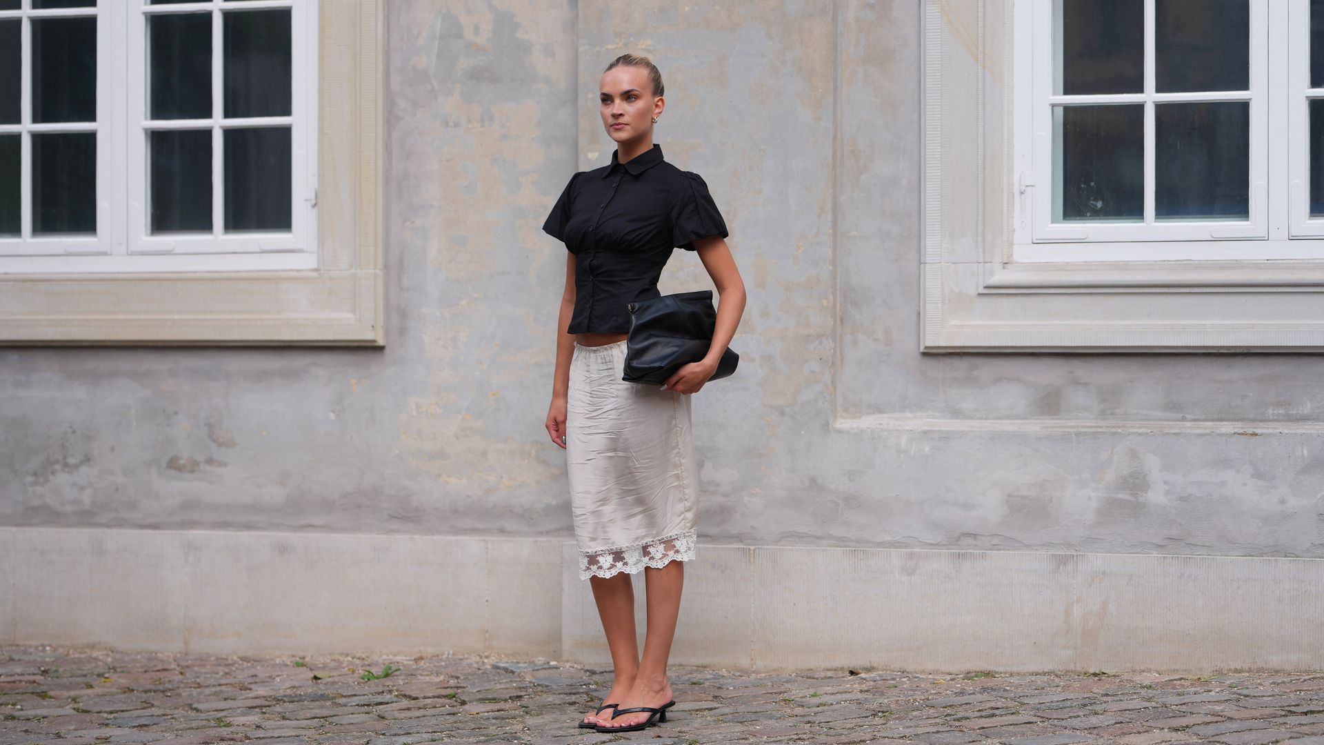 Street style falda satinada