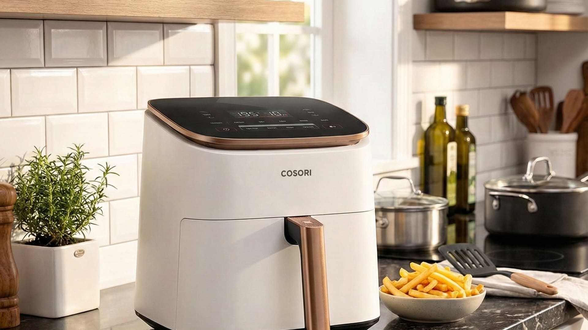 Una freidorade aire Cosori en una cocina