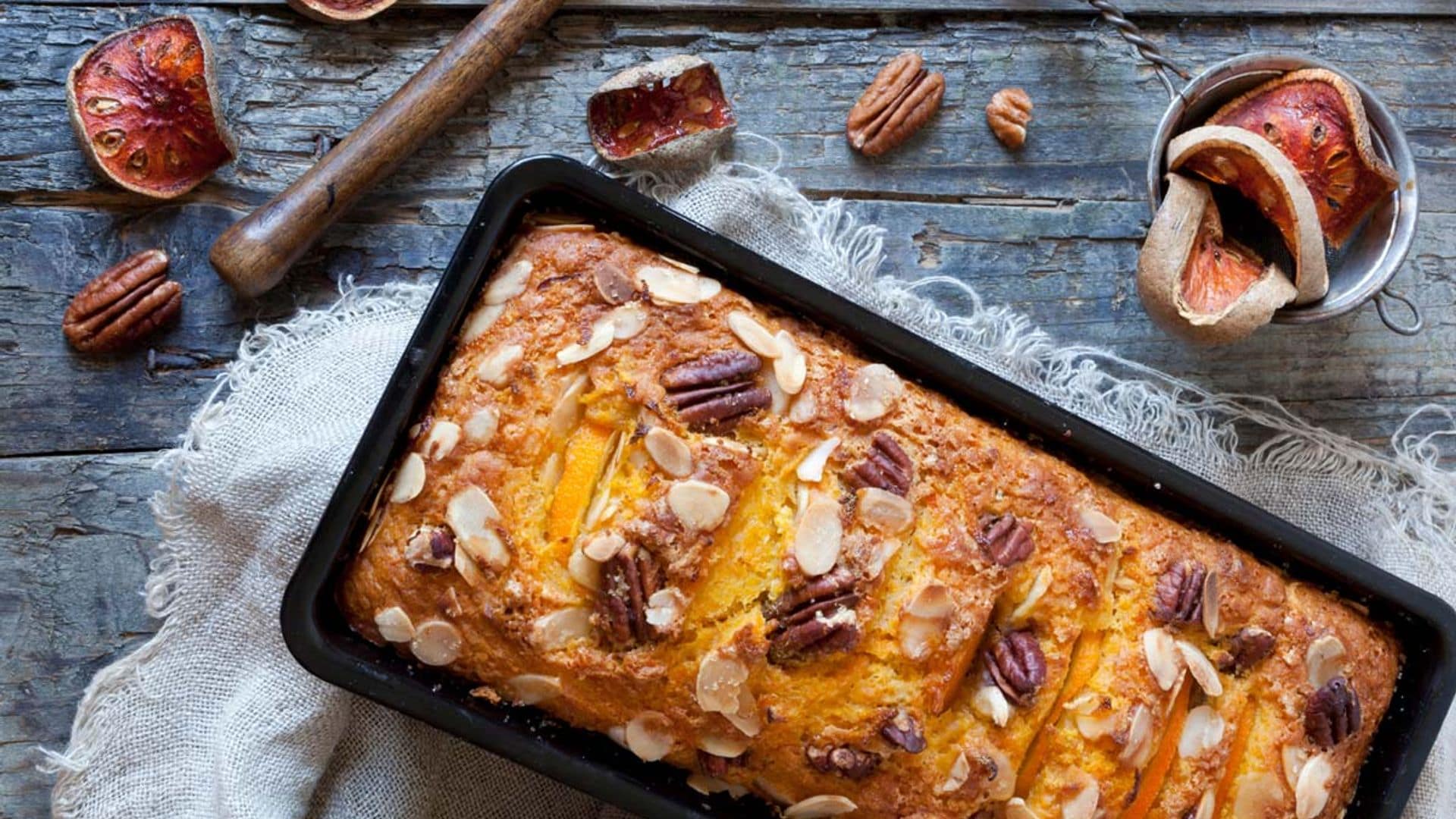 'Plum cake' con nueces pecanas y naranja confitada