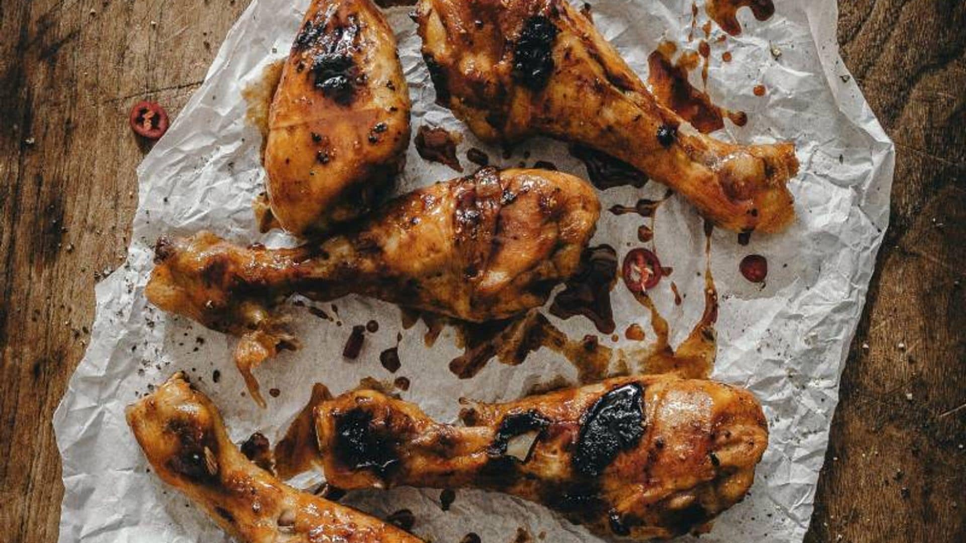 Muslos de pollo asados con naranja y soja