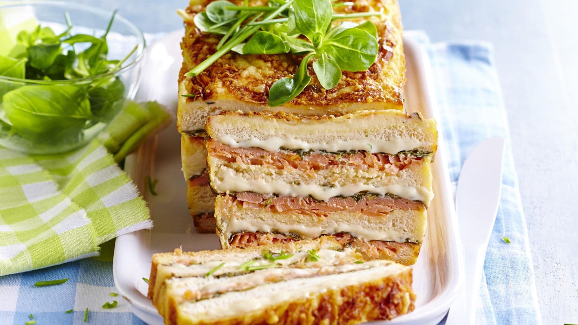 Pastel de salmón con queso y espinacas