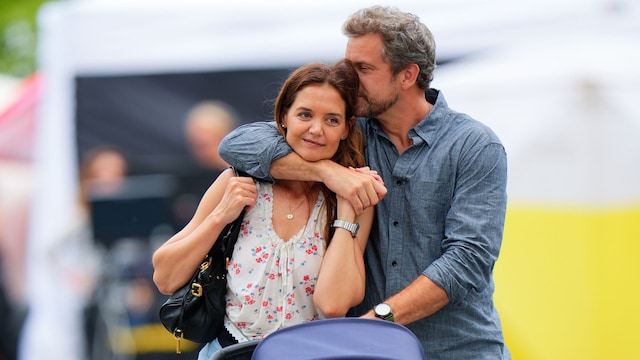 Katie Holmes y Joshua Jackson en el set de "Happy Hours" en Nueva York