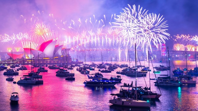 Celebración del Año Nuevo en la bahía de Sydney, Australia