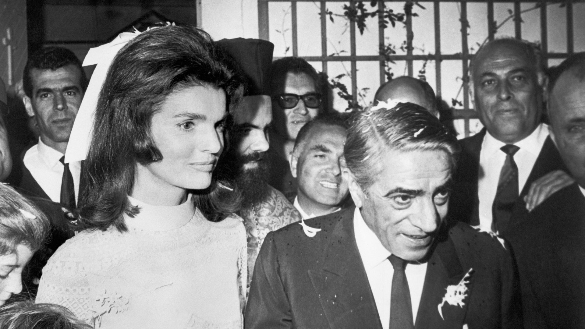 Jackie Kennedy y Aristóteles Onassis el día de su boda