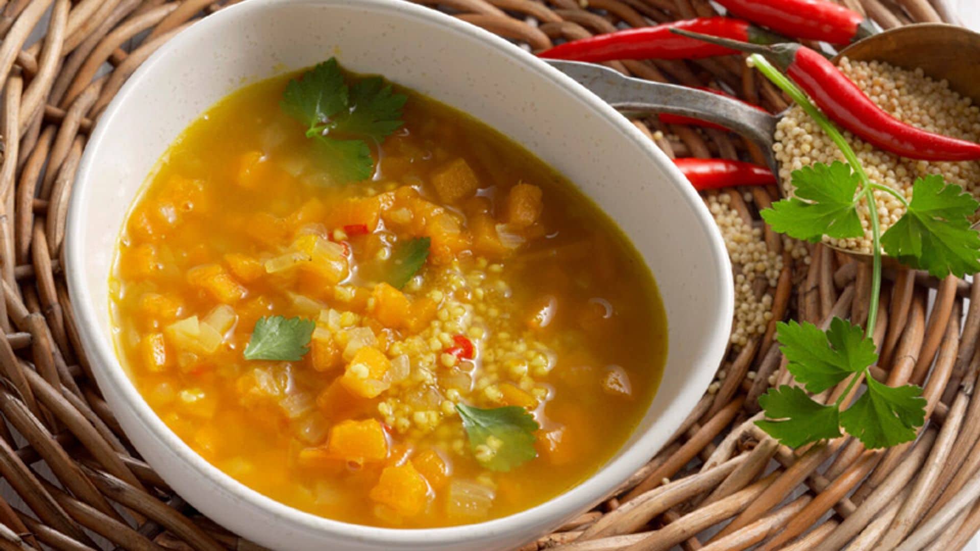 Sopa de amaranto y calabaza