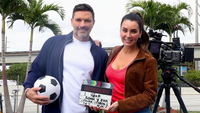 Julián Gil y Elizabeth gutiérrez en el rodaje de 'Eva y Adán'