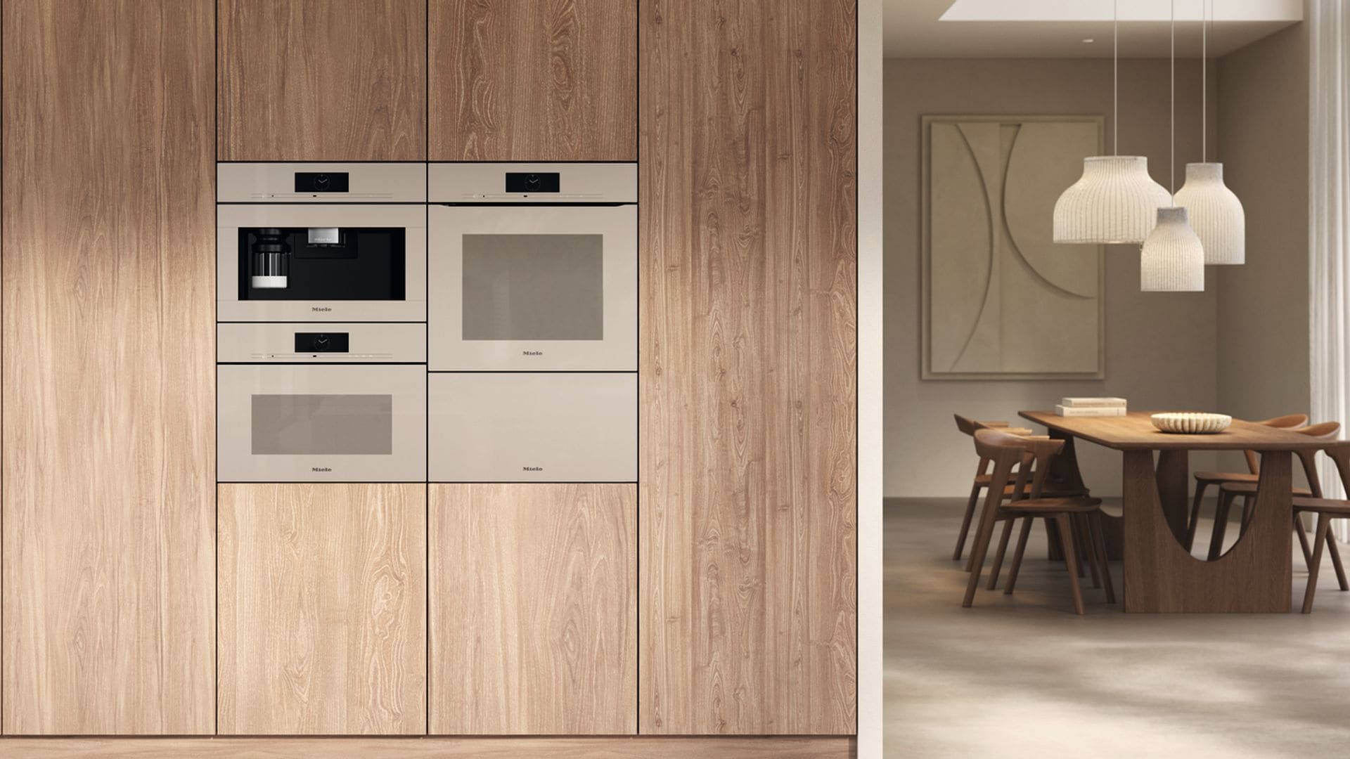 Cafetera empotrada en mueble de cocina