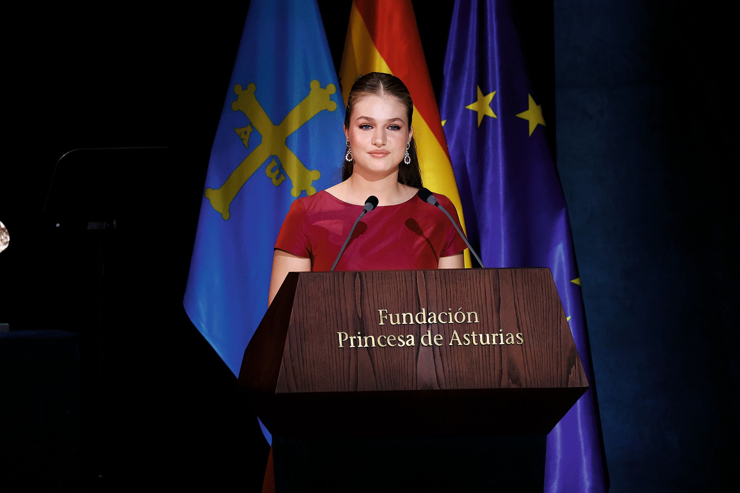 La heredera al trono durante su aplaudido discurso