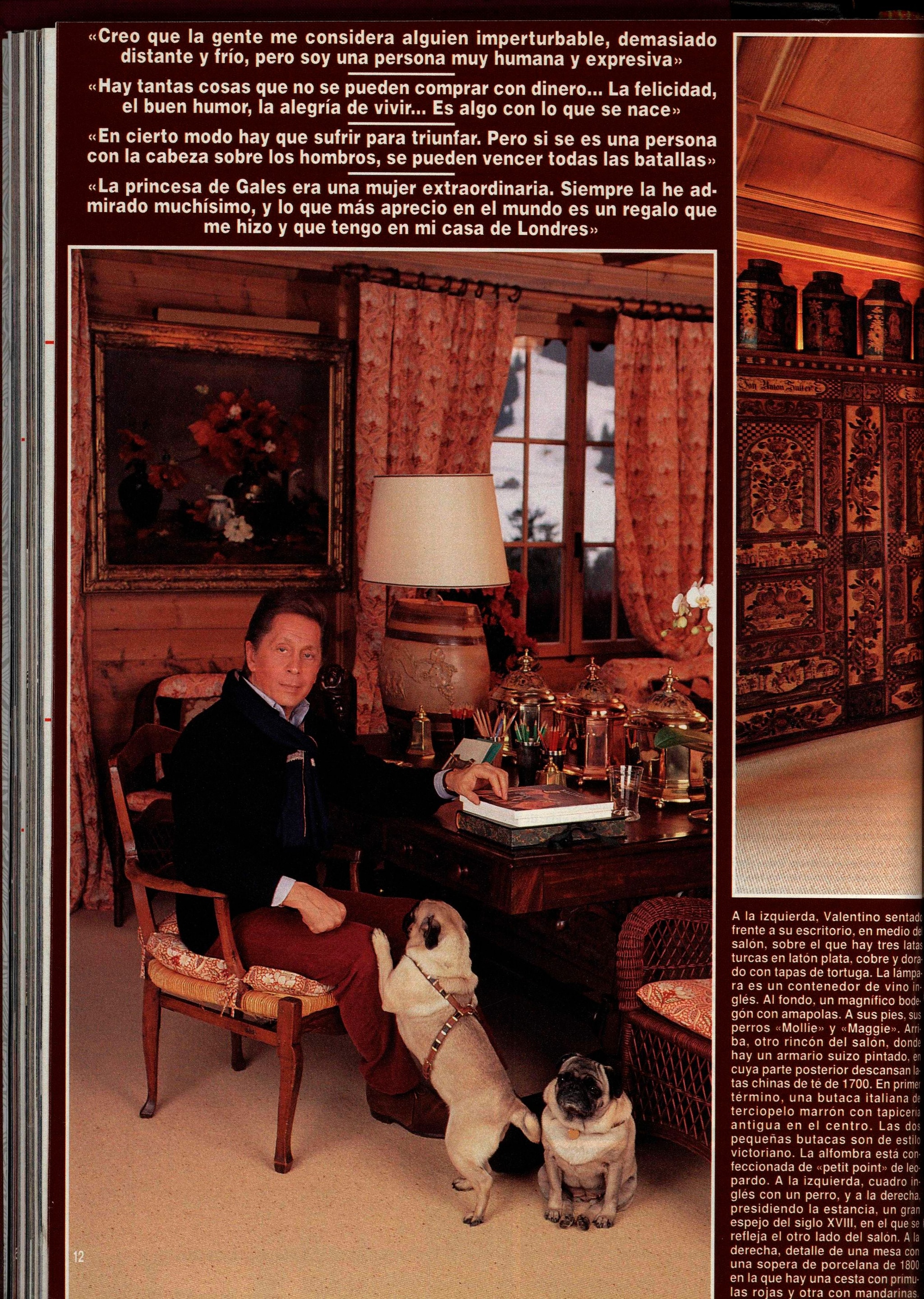 Valentino con sus perros en Gstaad