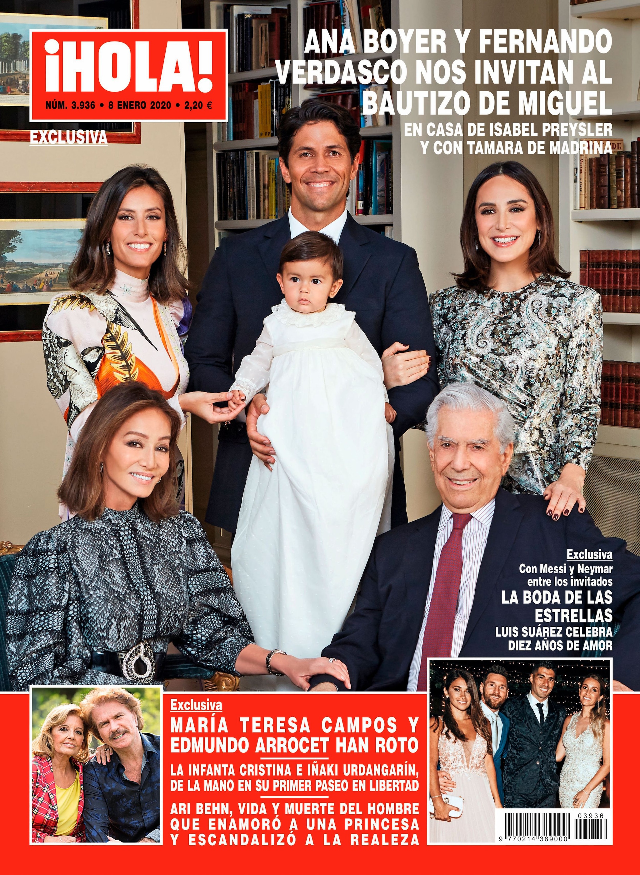 Mario Vargas Llosa e Isabel Preysler en el bautizo del hijo de Ana Boyer