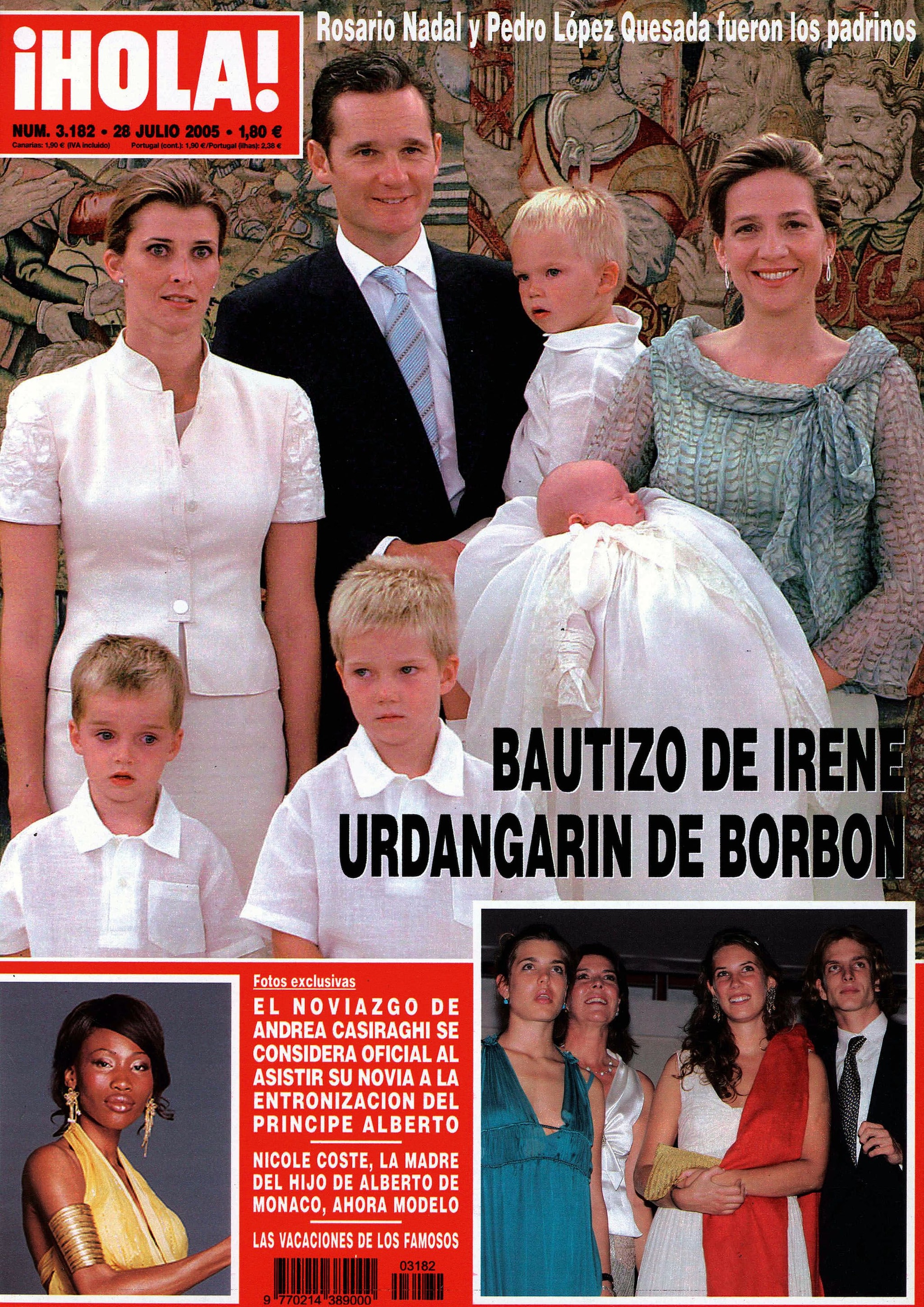 Iñaki Urdangarin y la infanta Cristina con sus hijos en el bautizo de su hija Irene