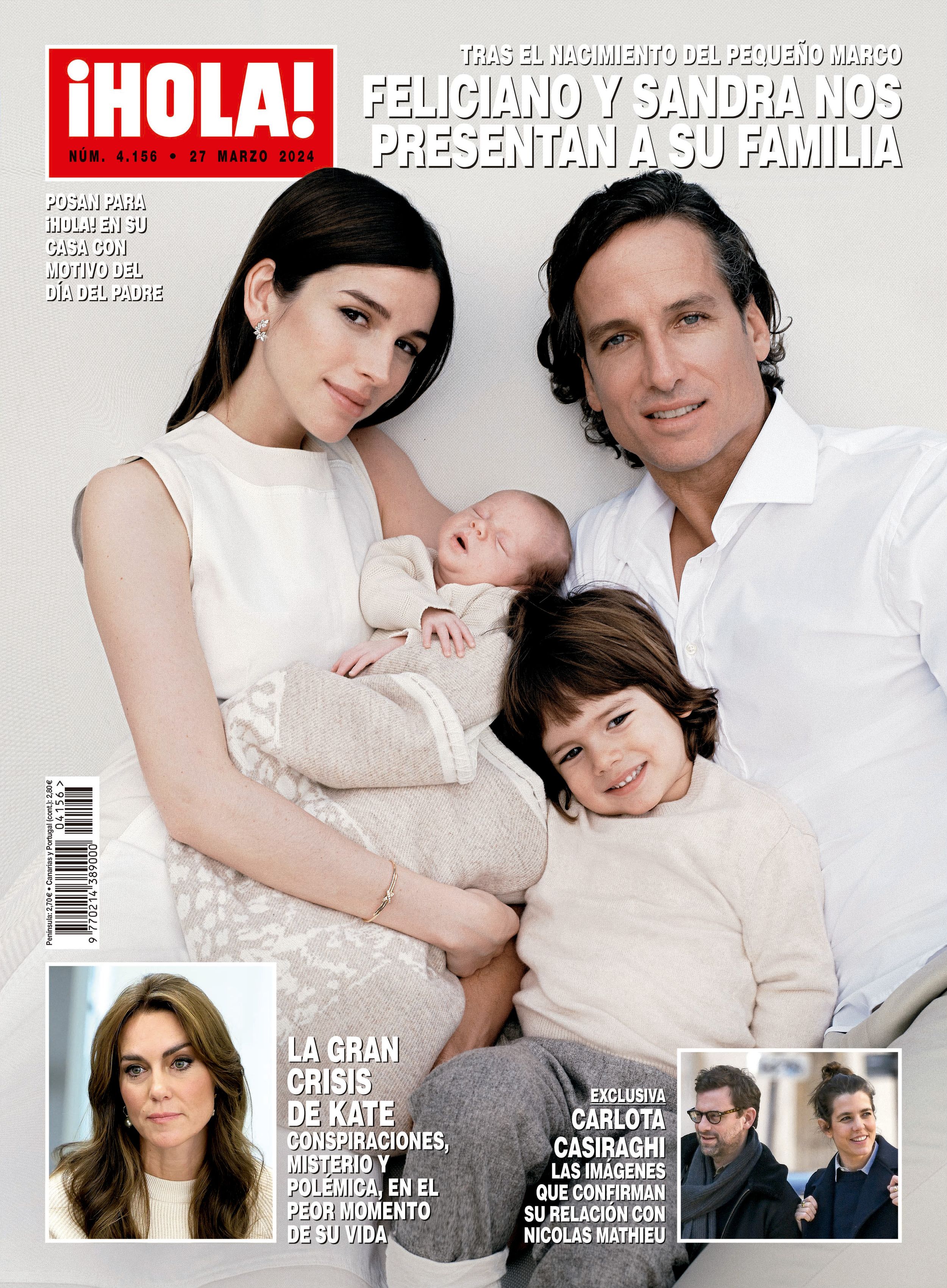 Feliciano López y Sandra Gago con sus hijos siendo portada para ¡HOLA!