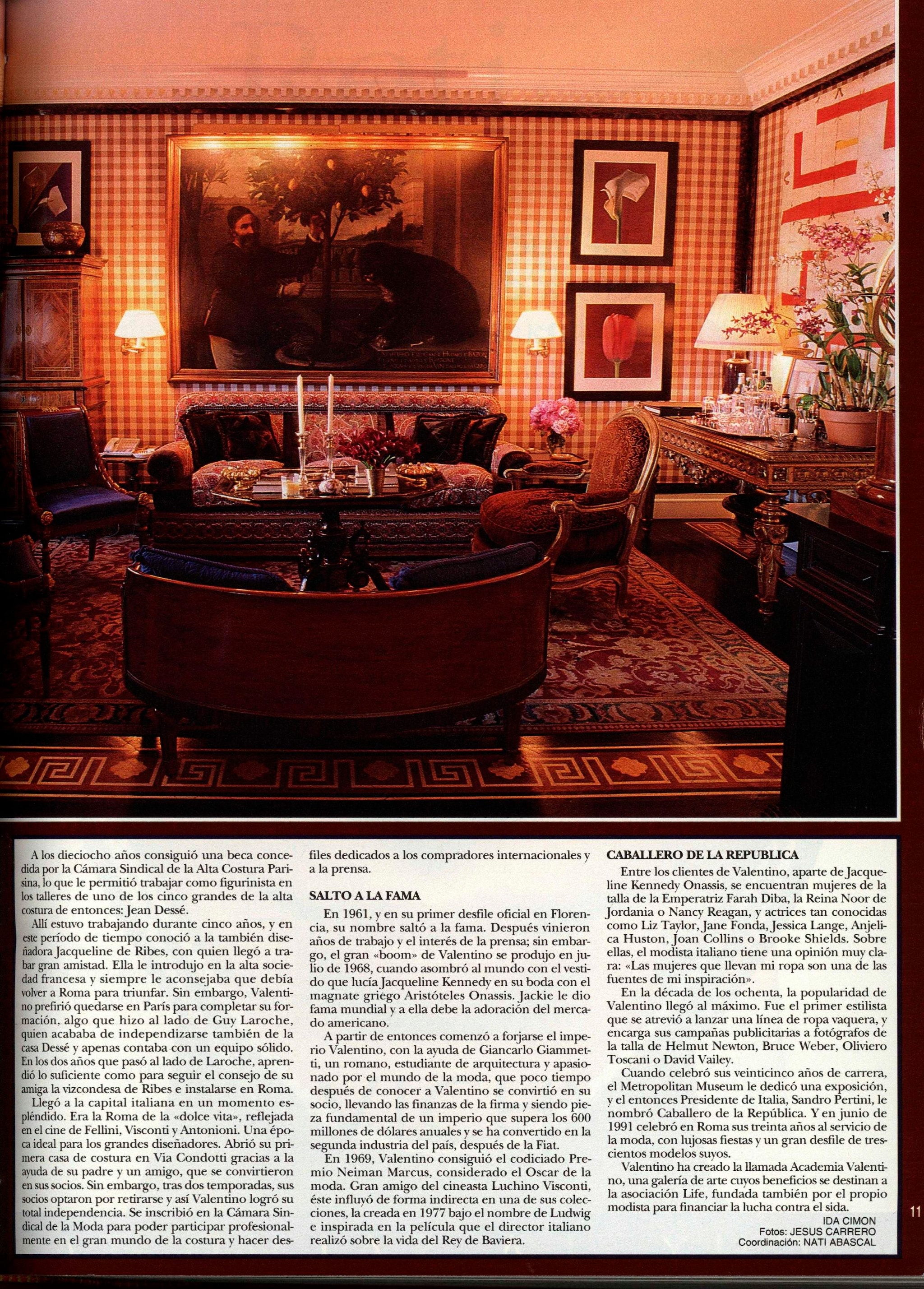 El salón de Valentino en su ático de Nueva York