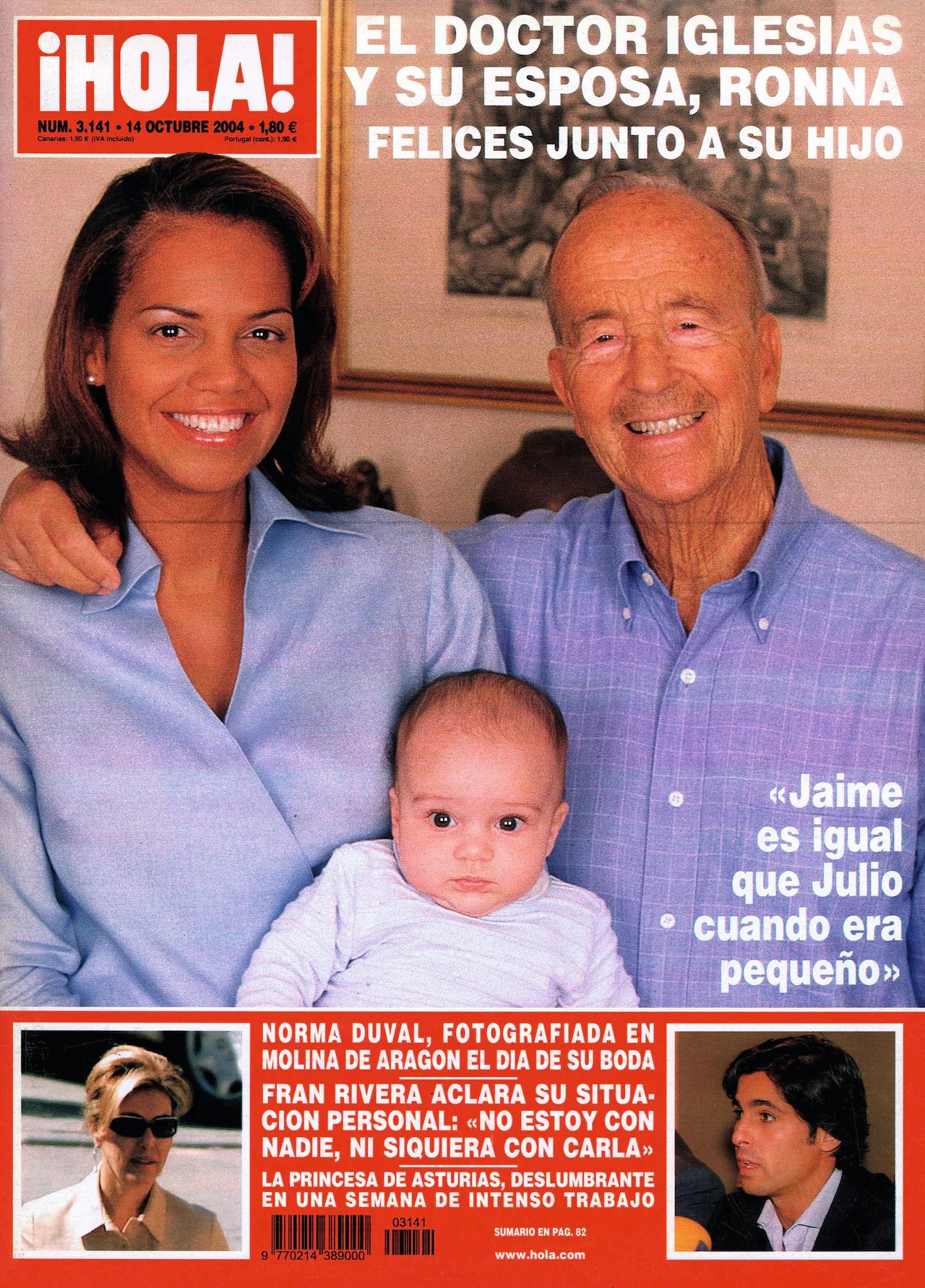El doctor Iglesias junto a Ronna y su bebé Jaime en una portada para HOLA