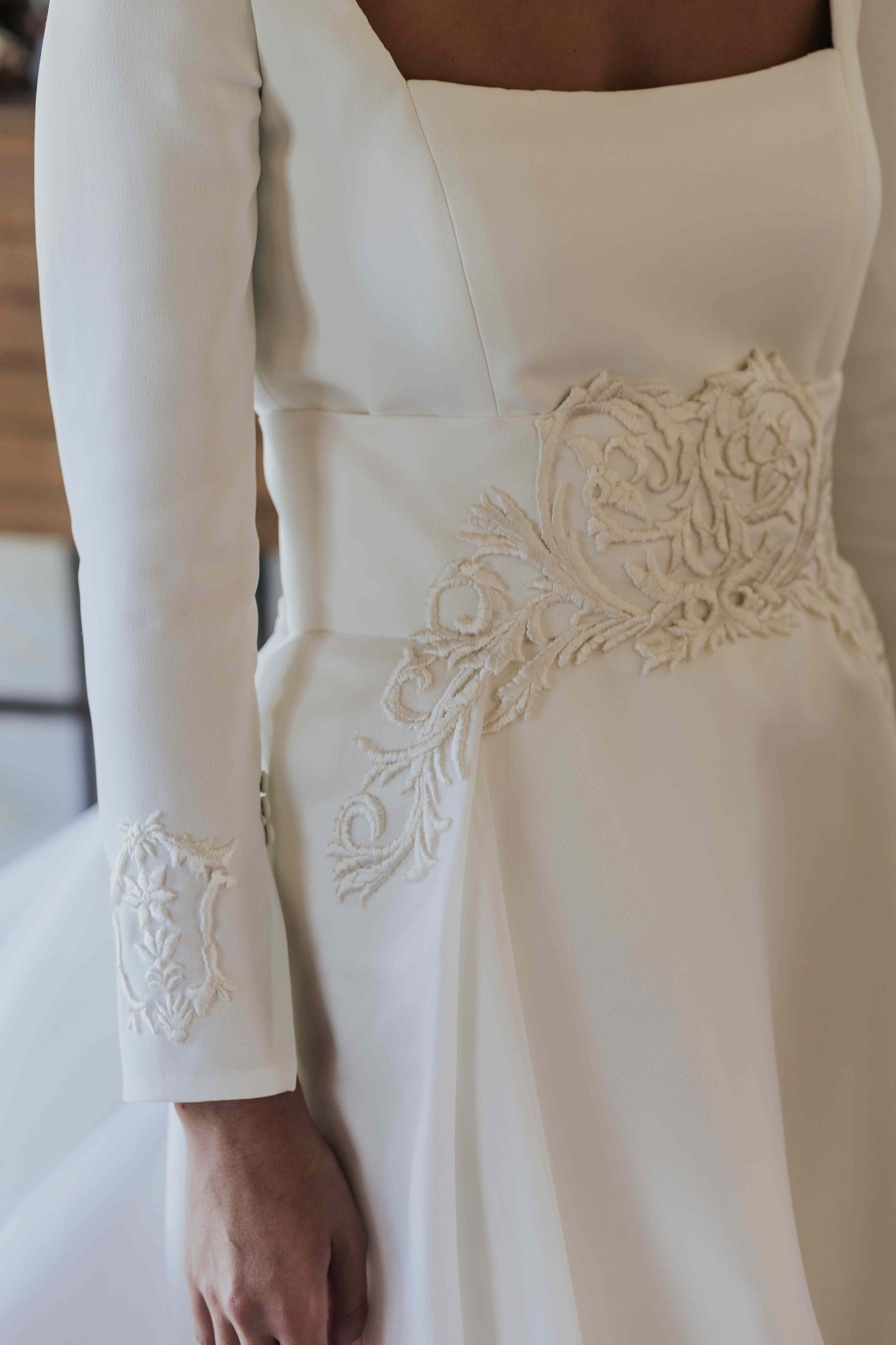 Detalles del bordado del vestido de novia de Bárbara Mirjan