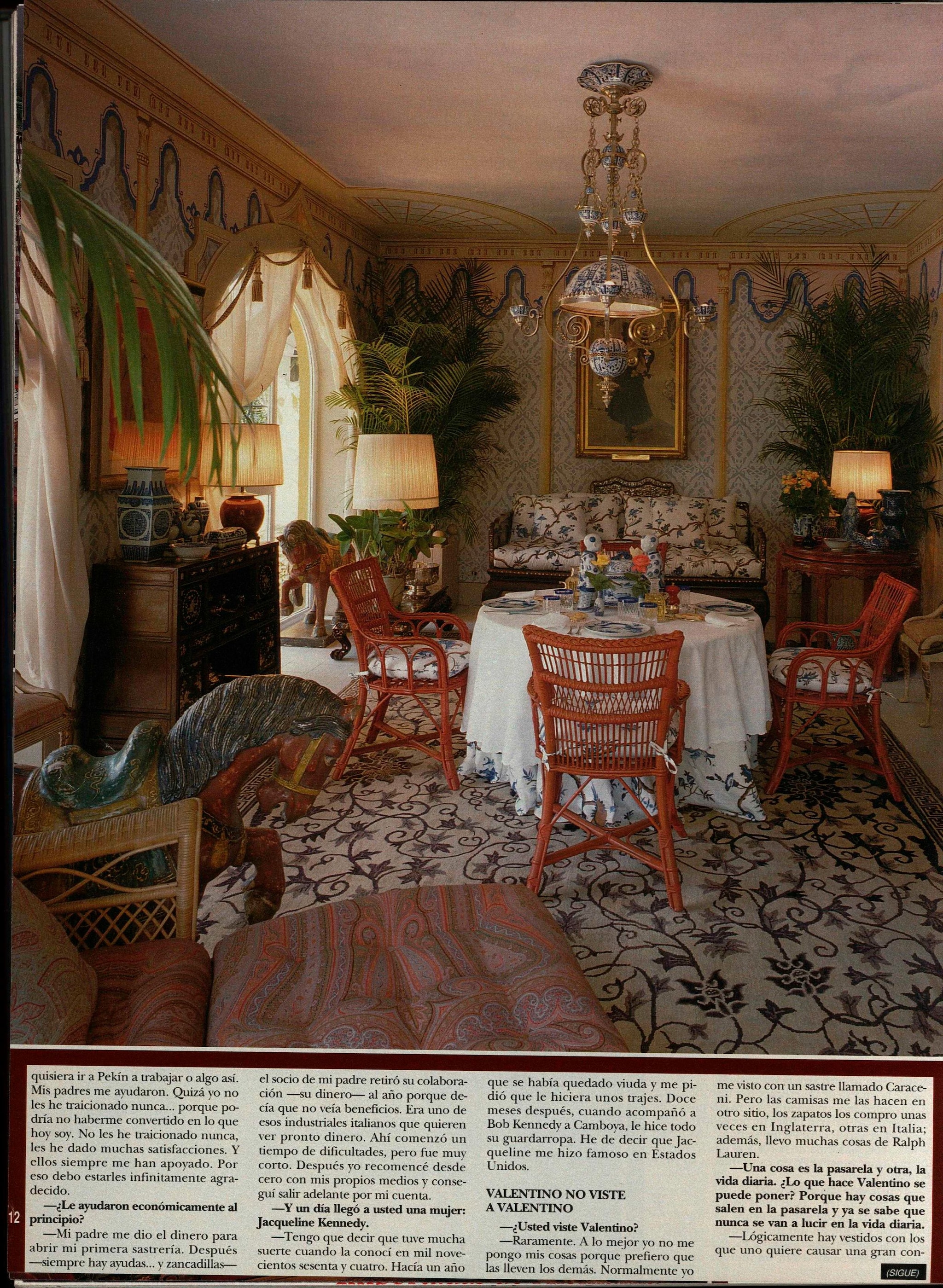 El salón de la casa romana de Valentino