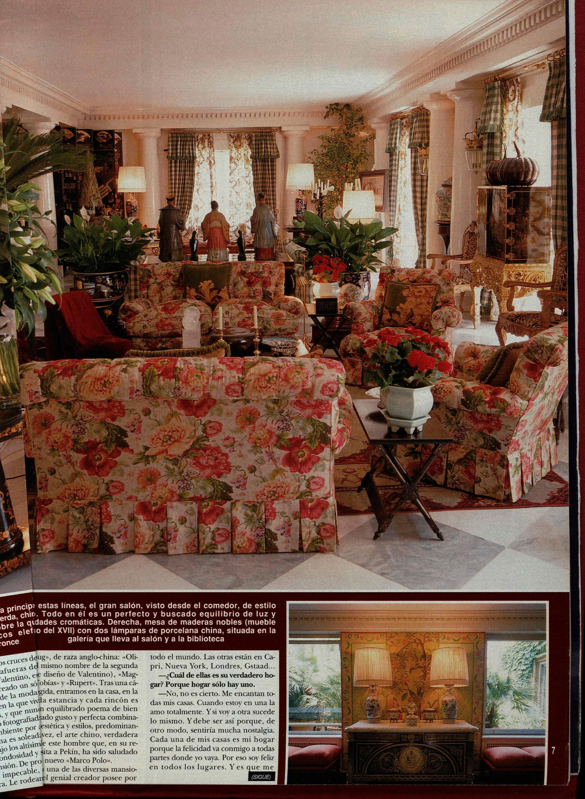 El salón de la casa romana de Valentino