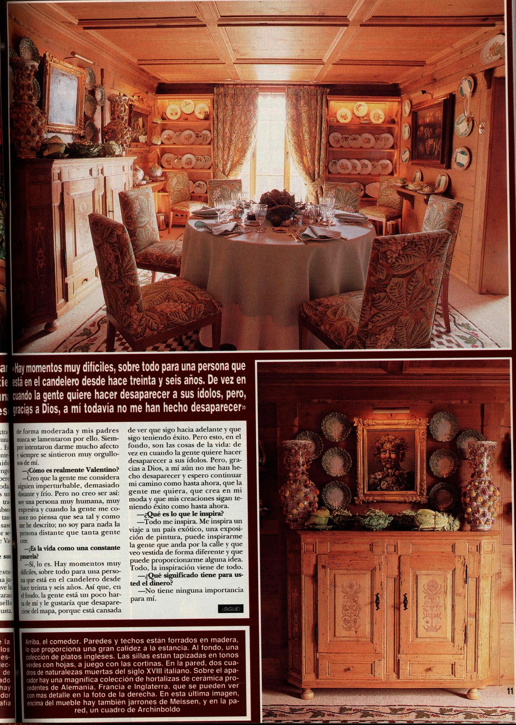 El salón de la casa de Valentino en Gstaad