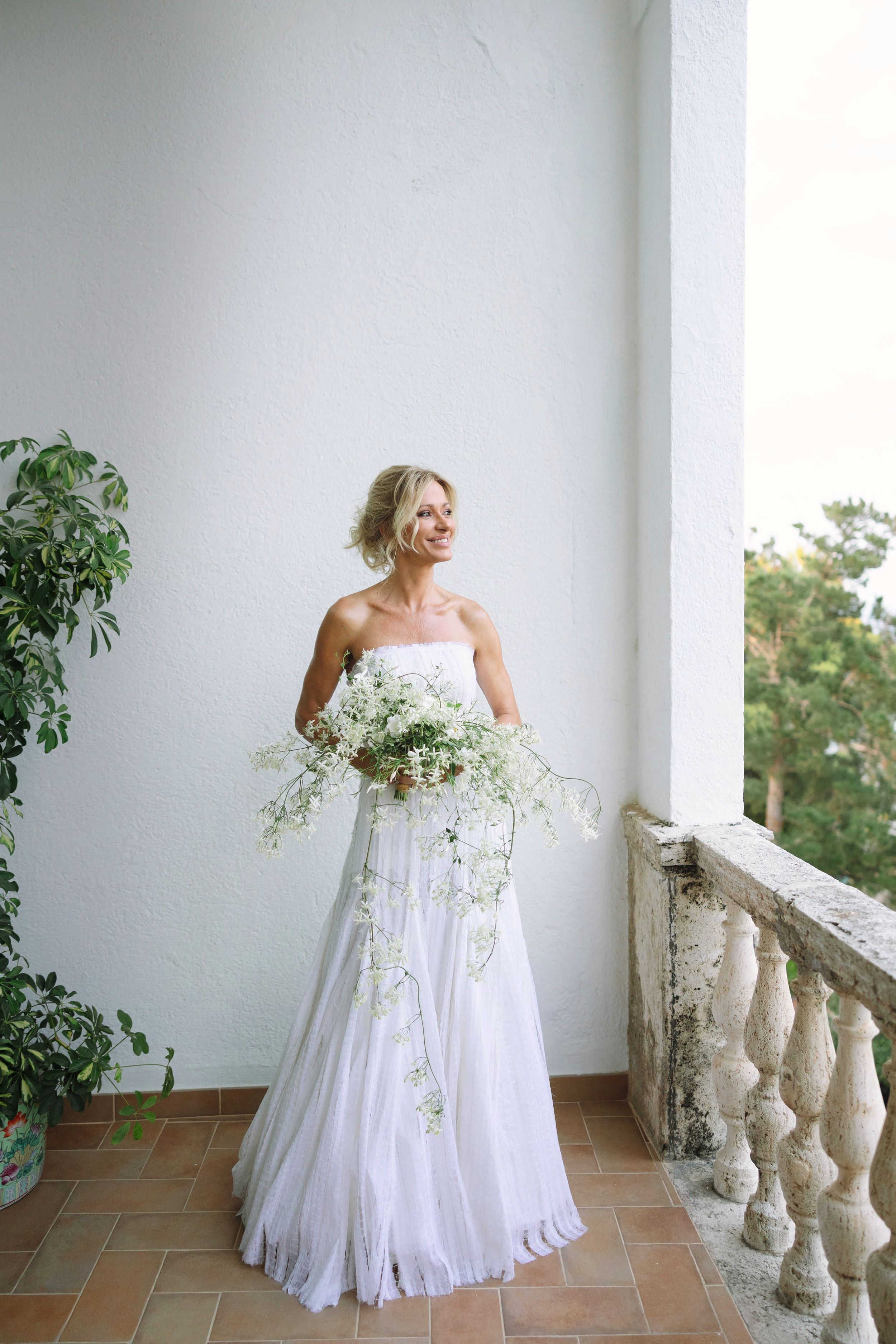 Susanna Grisso con su vestido de novia