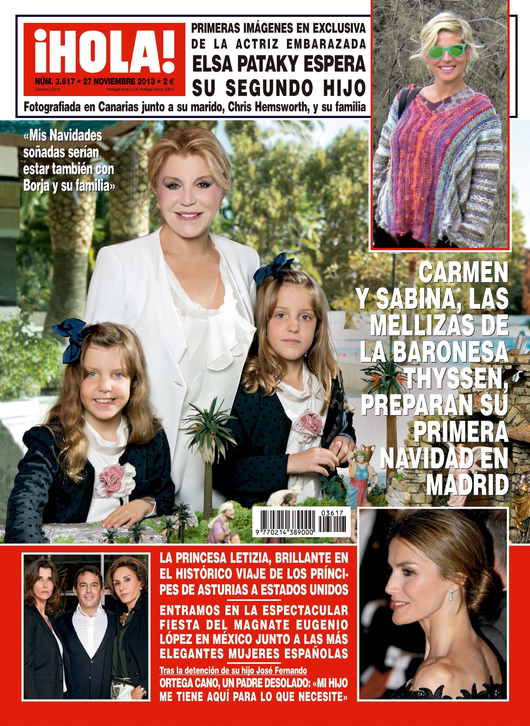 La baronesa Thyssen con sus hijas en una portada de ¡HOLA!