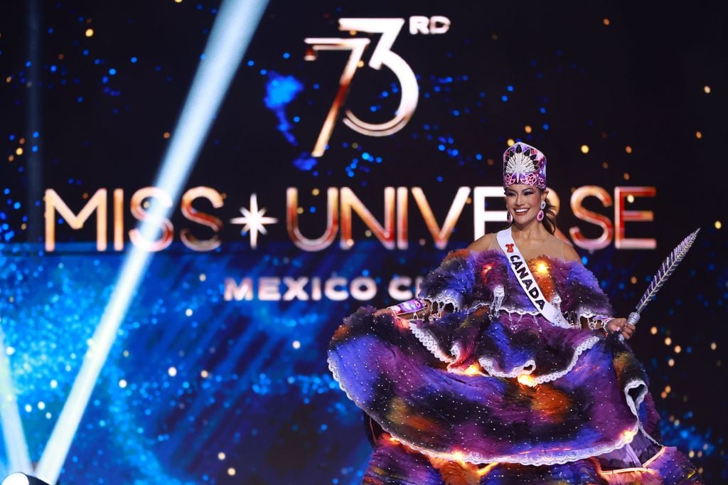 MEXICO CITY, MEXICO - NOVEMBER 14: Miss Canada Ashley Callingbull  participates in the The 73rd Miss Universe Competition - Preliminary Competition at Arena Ciudad de Mexico on November 14, 2024 in Mexico City, Mexico. (Photo by Hector Vivas/Getty Images)