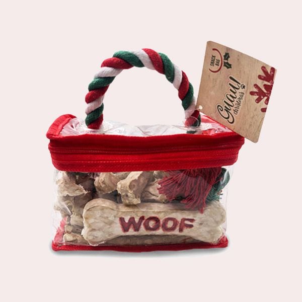 Guau Christmas Bocaditos de Cuero en Bolsa para perros