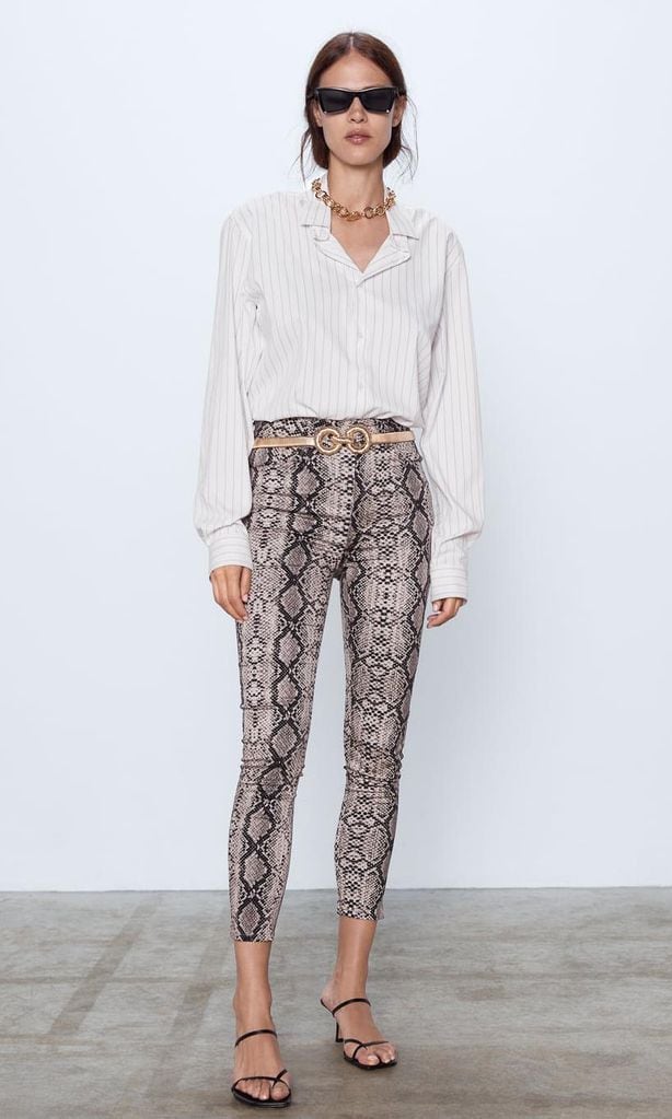 animal print skinny pants de zara