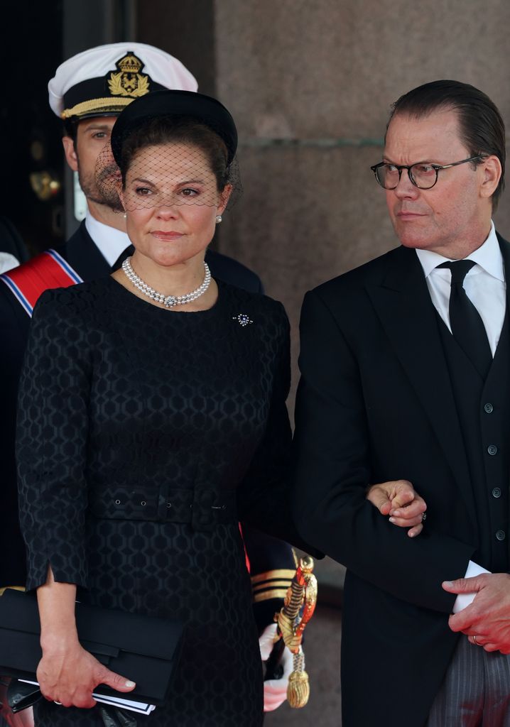 Victoria de Suecia con su marido, el príncipe Daniel, en el funeral de Harald de Noruega el 9 de septiembre de 2026