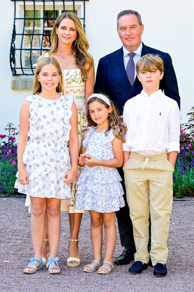 Magdalena de Suecia, con su marido Chris O'Neill y sus hijos Leonore, Nicolás y Adrienne