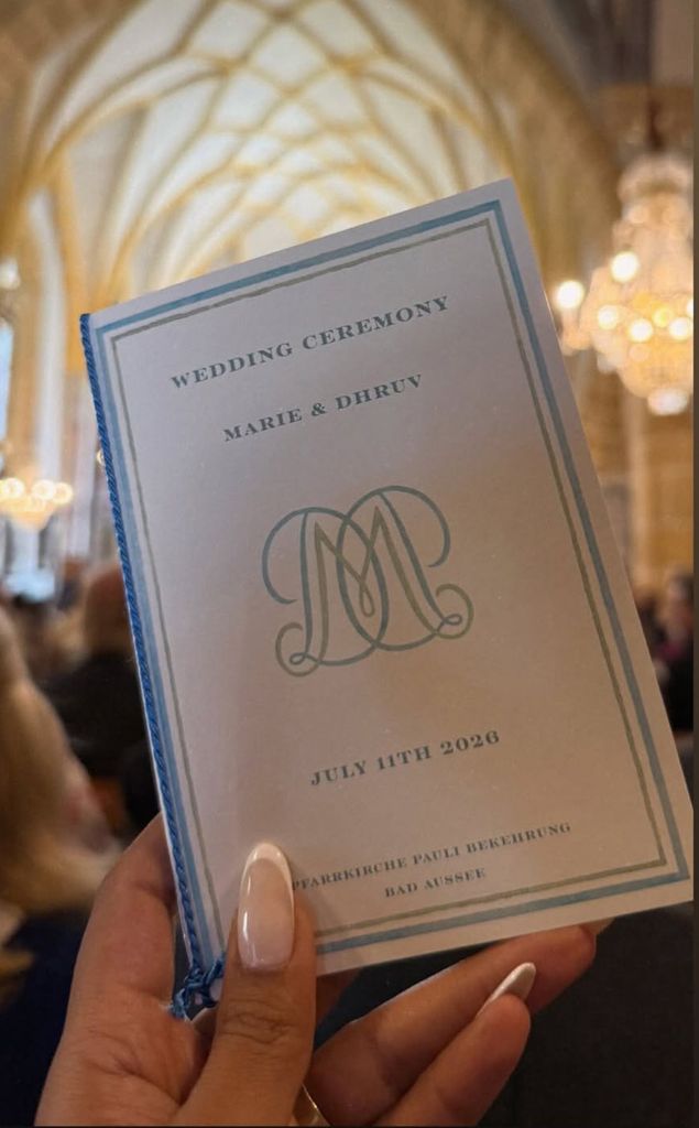Detalle que contenía los distintos actos de la ceremonia religiosa