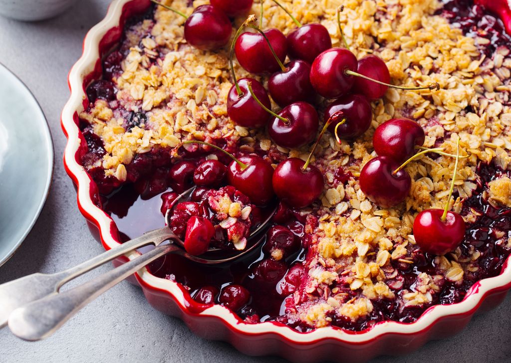 Crumble de cerezas.
