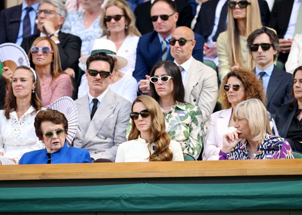 La princesa Kate en el palco real en el 13° día del torneo de Wimbledon en el All England Lawn Tennis and Croquet Club, en Londres.