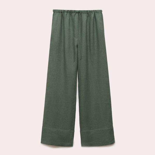 Pantalón recto lino mango