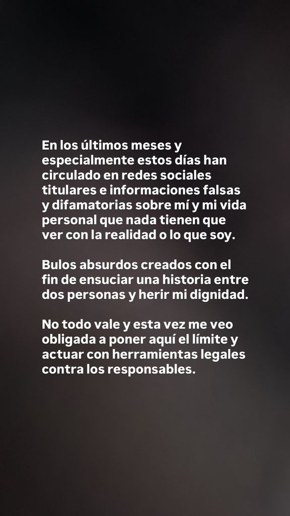 Comunicado emitido por la actriz