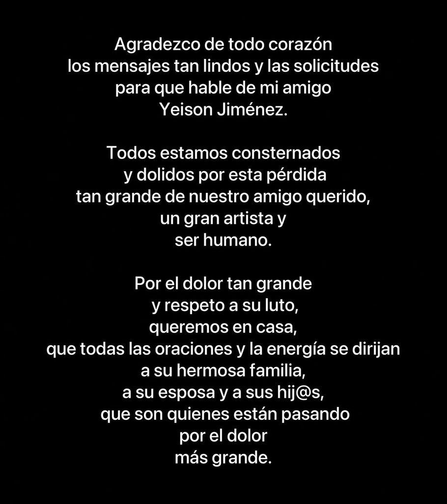 Natalia Jiménez y su mensaje tras las muestras de cariño y solidaridad por la muerte de su amigo y colega Yeison Jiménez.