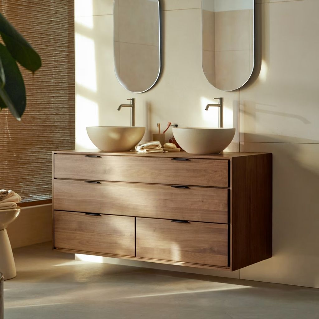 Mueble de baño de nogal macizo