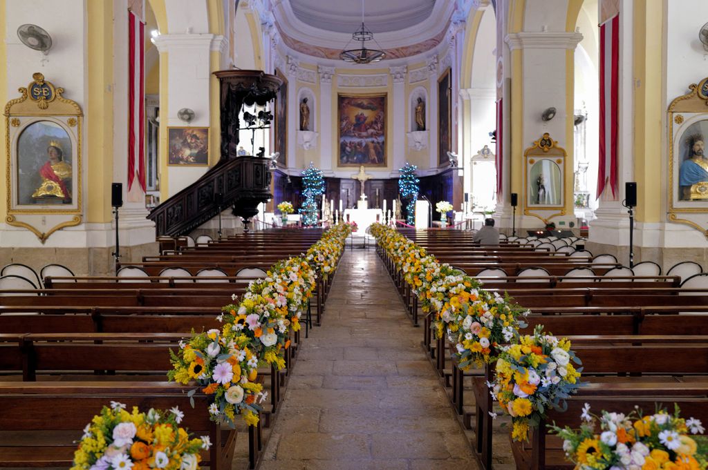 This photograph shows the Notre-Dame de l'Assomption church in Saint-Tropez, southeastern France on January 6, 2026, on the eve of late French actress Brigitte Bardot's funeral ceremony. (Photo by Valery HACHE / AFP via Getty Images)