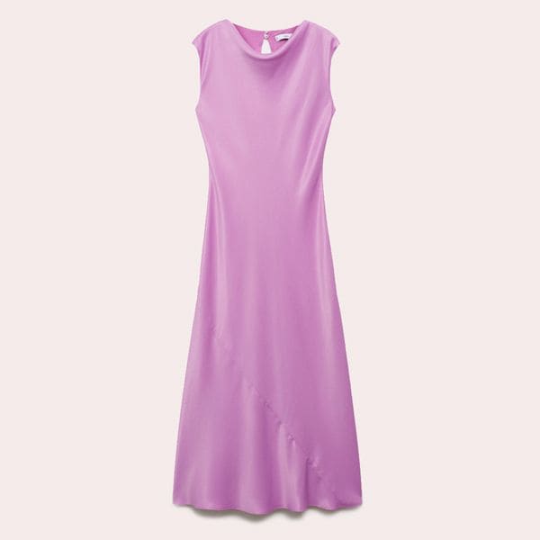 Vestido midi satinado rosa mango