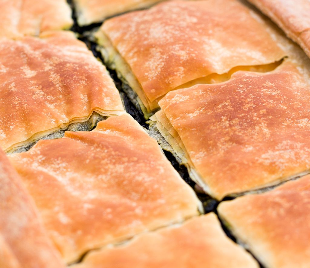Porciones de tarta Hortopita. 